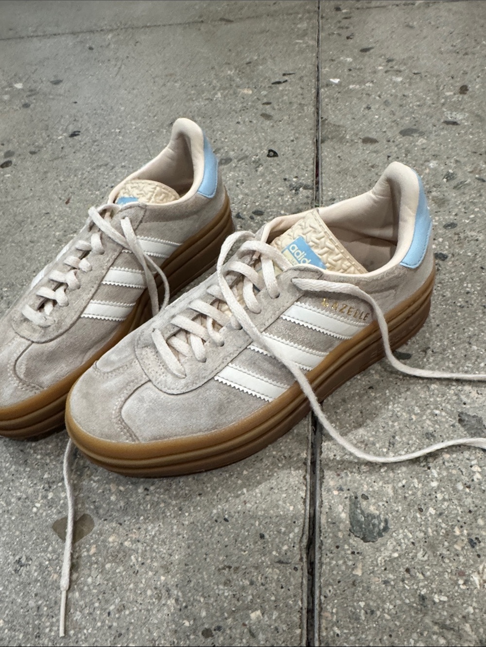 Adidas Gazelle Platform Suede Sneakers - Cream/Light Blue women